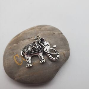 Silver toned Arabian tribal elephant necklace‎ pendant or charm for bracelet